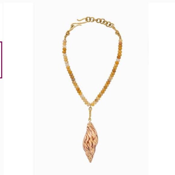 ULLA JOHNSON spiral shell pendant necklace yellow opal w/ box beaded vol… - Picture 7 of 7